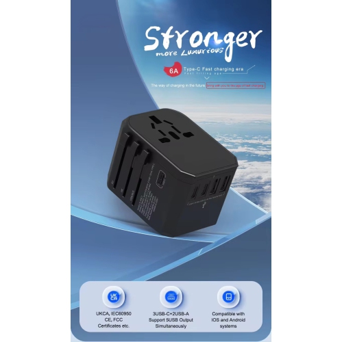 Travel Adapter 2USB3C Conversion Plug Travel Adapter Global Socket 305C3 Converter - Multi-Country Converter