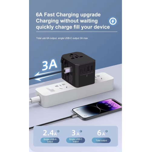 Travel Adapter 2USB3C Conversion Plug Travel Adapter Global Socket 305C3 Converter - Multi-Country Converter