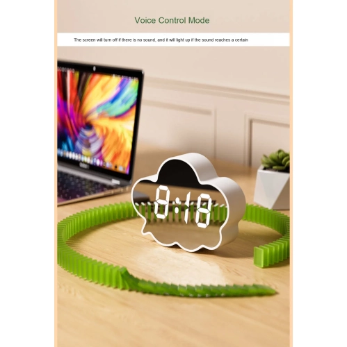 Cloud Mirror réveille-matin chambre salon intelligent induction à commande vocale alarme alarme alarme nuage amusante alarme - noir