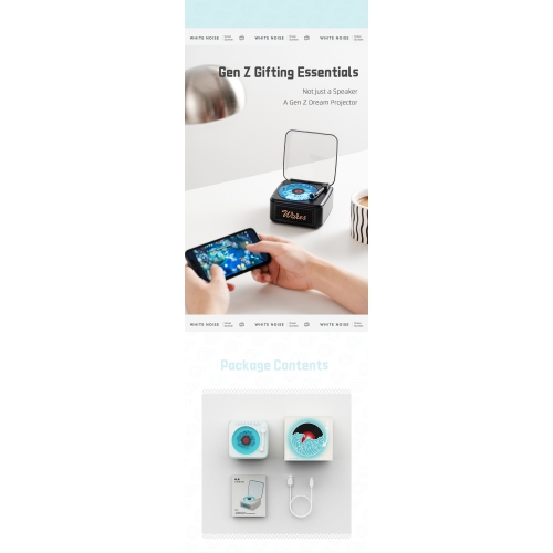 Popular white noise retro white noise Bluetooth speaker wireless small high-quality vinyl record speaker Bluetooth 5.4-voice prompts, money