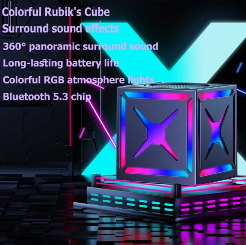 Magic Cube Speaker Wireless Bluetooth Light Speaker Subwoofer Portable - Fantasy Fen Top Configuration - Composite Metal Speaker Diaphragm + Radio +