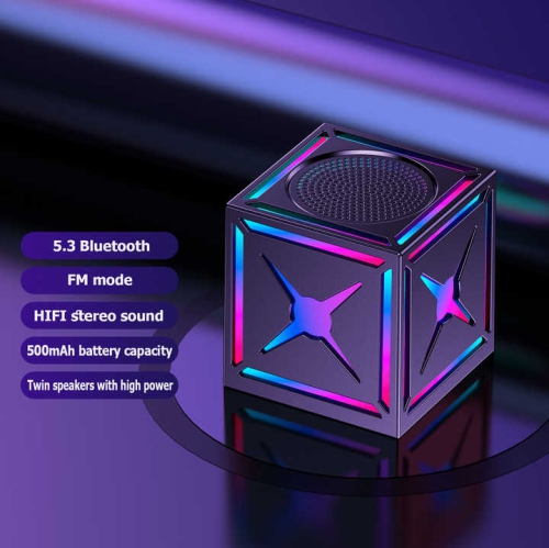 Magic Cube Speaker Wireless Bluetooth Light Speaker Subwoofer Portable - Warrior Black Top Configuration - Composite Metal Speaker Diaphragm + Radio