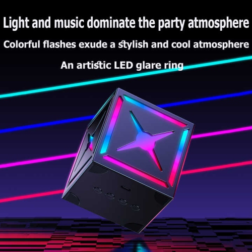 Magic Cube Speaker Wireless Bluetooth Light Speaker Subwoofer Portable - Warrior Black Top Configuration - Composite Metal Speaker Diaphragm + Radio