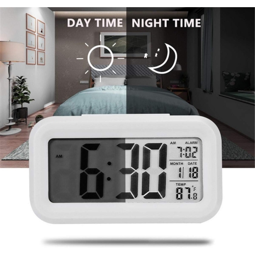 Electronic Clock Desktop LCD Digital Alarm Clock Backlight Snooze Silent Calendar Desktop - re'd