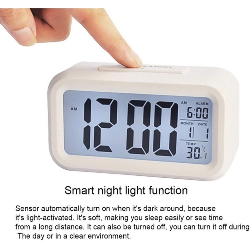 Electronic Clock Desktop LCD Digital Alarm Clock Backlight Snooze Silent Calendar Desktop - re'd