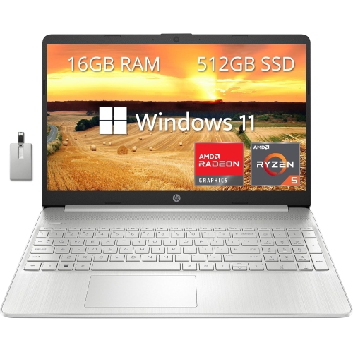 HP  Refurbished (Excellent) - 15.6" Fhd Laptop, Amd Ryzen 5-5500U Processor, 512GB PCie SSD, 16GB Ram, Amd Radeon Graphics, HD Webcam, Wifi