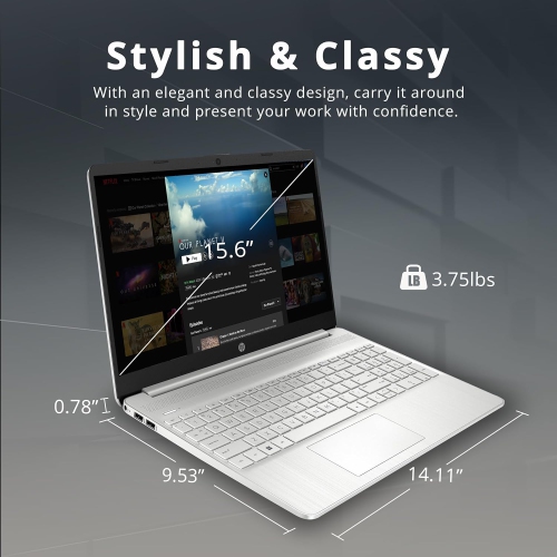 Refurbished - HP 15.6" FHD Laptop, AMD Ryzen 5-5500U Processor, 512GB PCIe SSD, 16GB RAM, AMD Radeon Graphics, HD Webcam, Wifi, Bluetooth, Win 11,