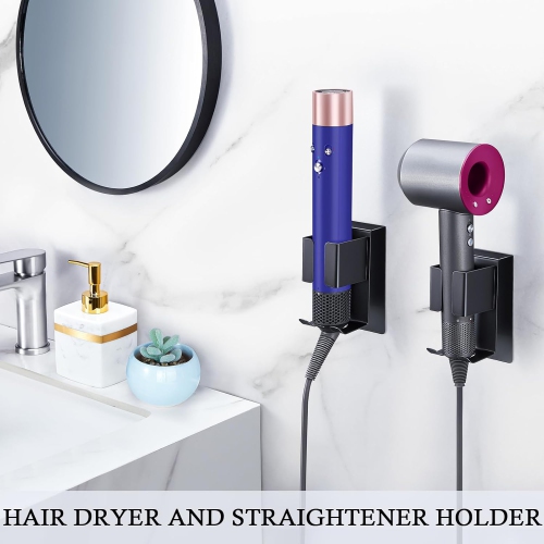 Hair Straightener Holder,Wall Mount Curling Iron Holder,Blow Dryer Holder Wall Mounted,Adhesive Hair Dryer Holder,Hair Tools Organizer Storage for