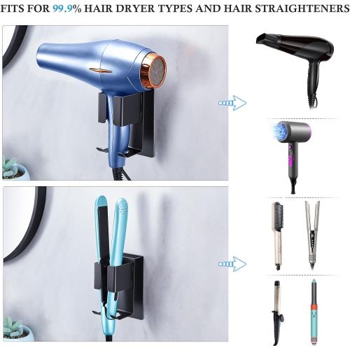Hair Straightener Holder,Wall Mount Curling Iron Holder,Blow Dryer Holder Wall Mounted,Adhesive Hair Dryer Holder,Hair Tools Organizer Storage for