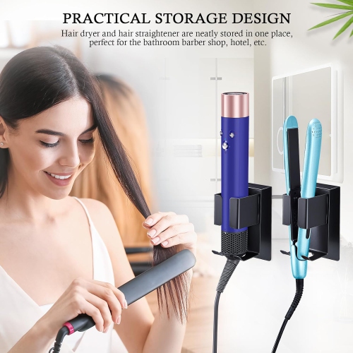 Hair Straightener Holder,Wall Mount Curling Iron Holder,Blow Dryer Holder Wall Mounted,Adhesive Hair Dryer Holder,Hair Tools Organizer Storage for
