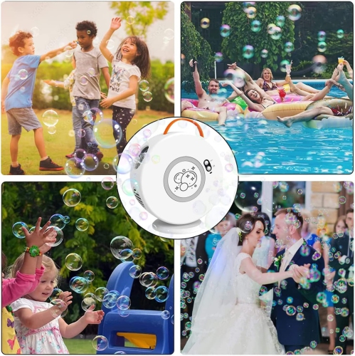 Fully Automatic Bubble Machine Outdoor 360° Rotating Bubble Machine Children's Donut Bubble Machine Electric Toy Suitable for Party, Wedding Party