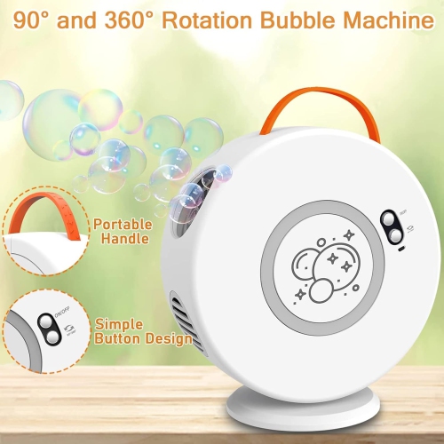 Fully Automatic Bubble Machine Outdoor 360° Rotating Bubble Machine Children's Donut Bubble Machine Electric Toy Suitable for Party, Wedding Party