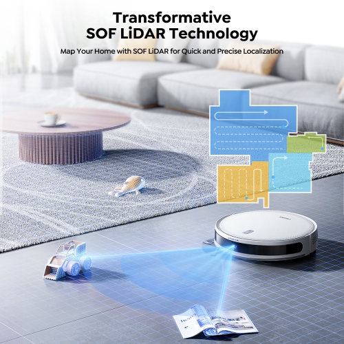 Aspirateur robot avec puissance d'aspiration de 6500 Pa, autonomie de la batterie 150&nbsp;min, navigation précise, contrôle de l'application, sans