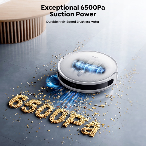 Aspirateur robot avec puissance d'aspiration de 6500 Pa, autonomie de la batterie 150&nbsp;min, navigation précise, contrôle de l'application, sans