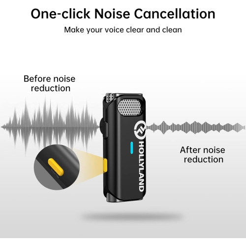 Remis à neuf - Système de micro-cravate sans fil M1 Hollyland Lark (1TX+1Les étuis de chargement), compatible avec la caméra iPhone Android,