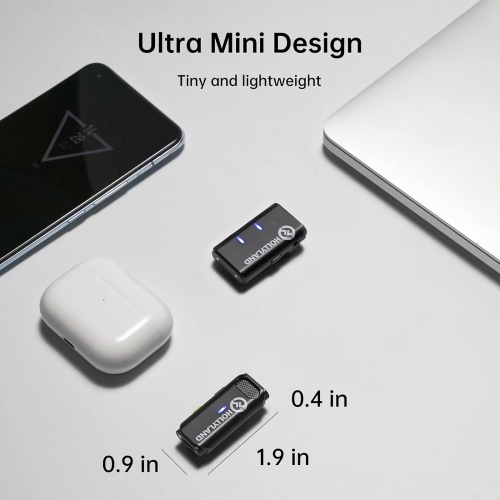 Remis à neuf - Système de micro-cravate sans fil M1 Hollyland Lark (1TX+1Les étuis de chargement), compatible avec la caméra iPhone Android,