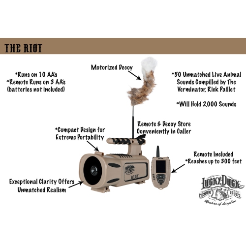 Lucky Duck Riot Electronic Predator Call with Remote and Decoy