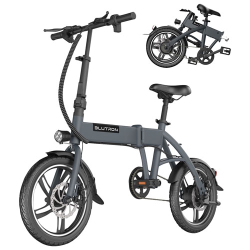 Remis à neuf - Vélo électrique repliable compact EB380F 350&nbsp;W de Blutron (autonomie de batterie jusqu'à 35&nbsp;km/vitesse maximale 28&nbsp;km/h)