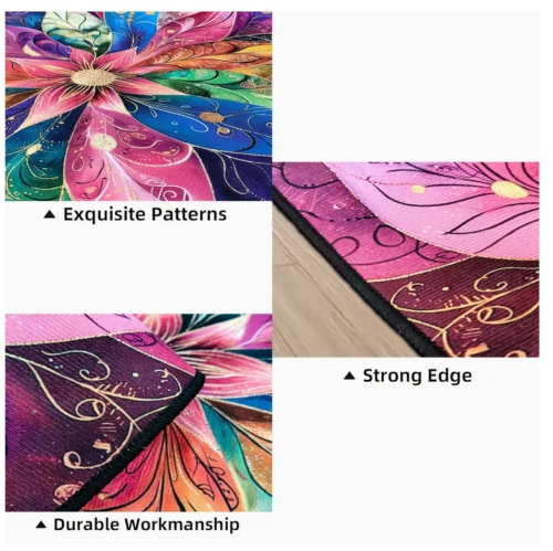 Tapis en polyester multicolore de 31,5 po x 126 po lavable à la machine pour l'intérieur/l'extérieur – Tapis décoratif durable pour la