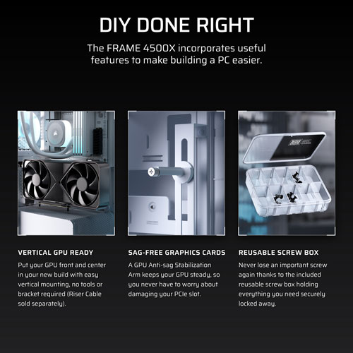 Boîtier d'ordinateur mi-hauteur ATX 4500X ARGB FRAME de Corsair - Blanc