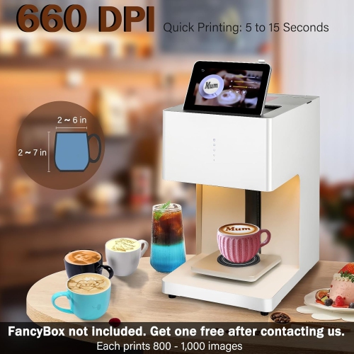 Latte Art Master Printer Auto Coffee Latte Art Maker, Smart Food Printer on Coffee/Beverage Foam & Desserts for Cafe Office Hotel Party & Event.