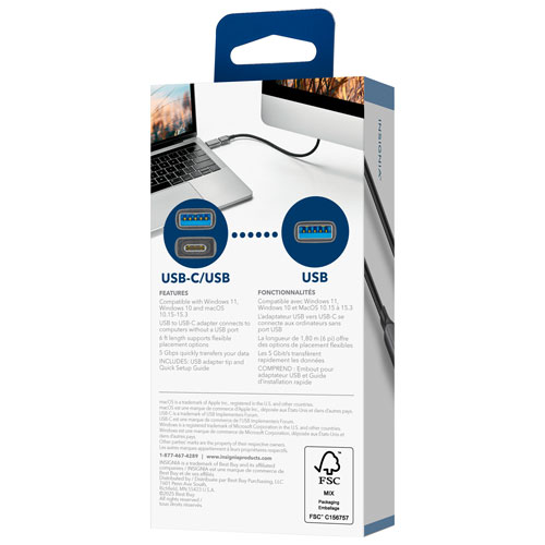 Câble USB-A de 1,83m avec adaptateur USB-C d'Insignia (NS-PCK336C26-C) - Exclusivité Best Buy