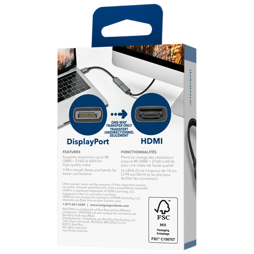 Adaptateur DisplayPort à HDMI d'Insignia -Noir - Exclusivité Best Buy