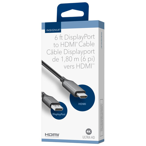 Insignia 1.8m 4K DisplayPort to HDMI Cable - Black - Only at Best Buy
