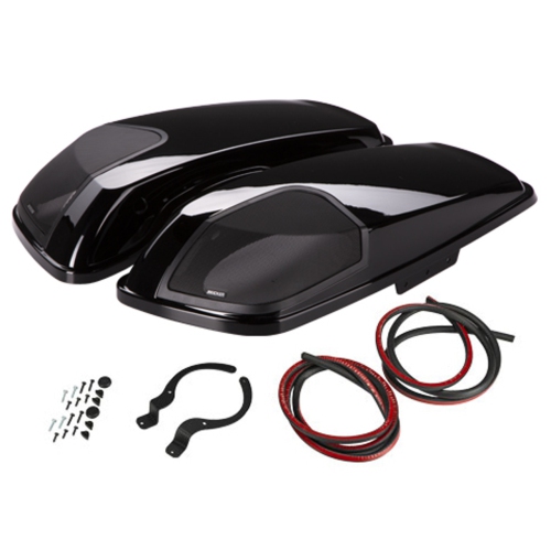 Couvercles de sac personnalisés 46HDBLVB de Kicker pour Harley Davidson 2014+ sélectionnés - Noir vif