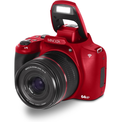 Appareil photo numérique à mise au point automatique Minolta 64 Mega Pixels Vidéo Ultra HD 4K rouge - Ensemble