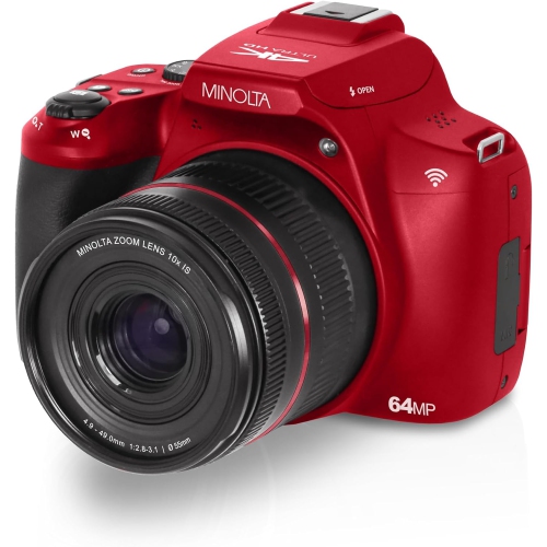 Appareil photo numérique à mise au point automatique Minolta 64 Mega Pixels Vidéo Ultra HD 4K rouge - Ensemble