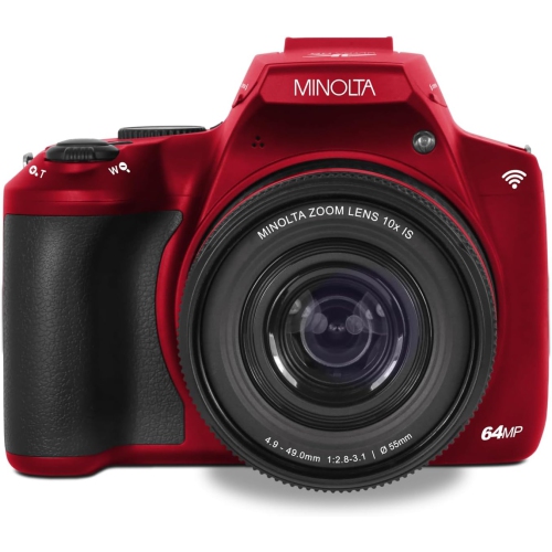 Appareil photo numérique à mise au point automatique Minolta 64 Mega Pixels Vidéo Ultra HD 4K rouge - Ensemble