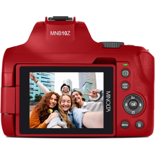 Appareil photo numérique à mise au point automatique Minolta 64 Mega Pixels Vidéo Ultra HD 4K rouge - Ensemble