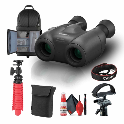 Canon 10x20 IS Image-Stabilized Binoculars + Tripod Adapter + Backpack + More