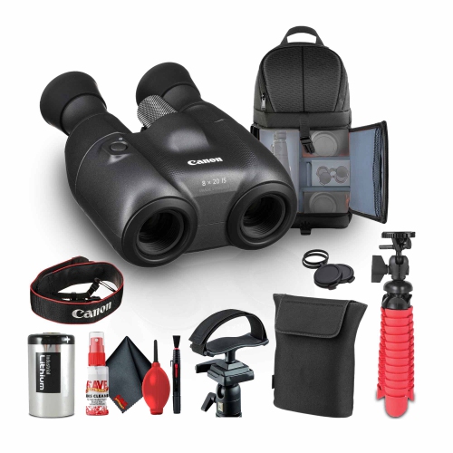Canon 8x20 IS Image Stabilized Binoculars + Tripod Adapter + More Bundle