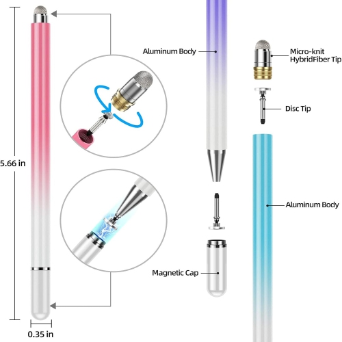 GUUGEI Stylus Pen for Touch Screens Fine Point High Precision 2 in 1 Capacitive Stylus