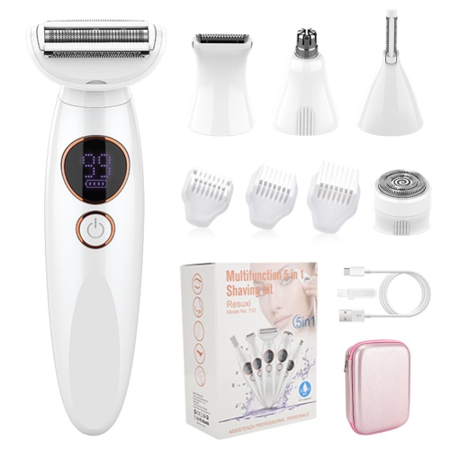 Women's Razor, 5-in-1 Intimate Shaver for Women, Electric Shaver, IPX7 Waterproof Trimmer for Body, Armpits, Bikini, Eyebrows and Nose