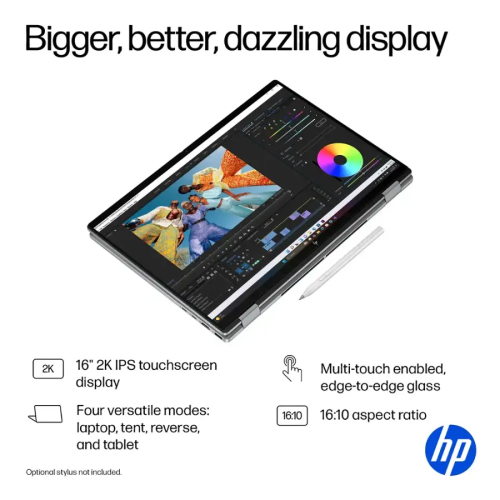 HP OmniBook X Flip 16" 2K Touchscreen 2-in-1 Laptop - AMD Ryzen AI 5 - 16GB LPDDR5X - 512GB SSD - Windows 11 Home - Silver by HP - Refurbished condition - Image 4