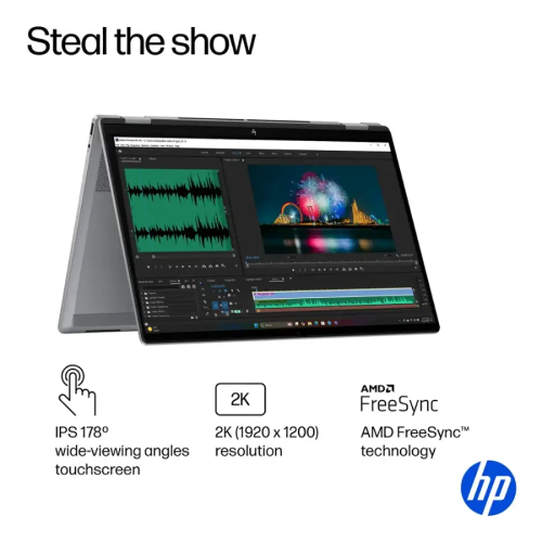 HP OmniBook X Flip 16" 2K Touchscreen 2-in-1 Laptop - AMD Ryzen AI 5 - 16GB LPDDR5X - 512GB SSD - Windows 11 Home - Silver by HP - Refurbished condition - Image 7