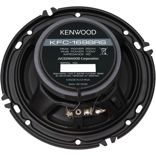 Kenwood KFC-1698RS 6.5", 100W RMS / 350W PEAK, 2-Way Round Car Speakers, Black