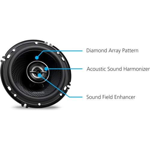 Kenwood KFC-1698RS 6.5", 100W RMS / 350W PEAK, 2-Way Round Car Speakers, Black