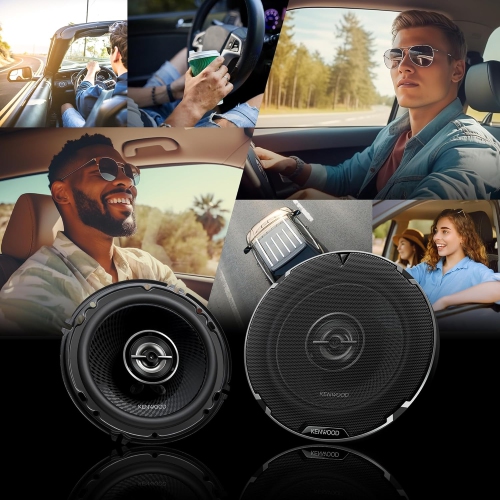 Kenwood KFC-1698RS 6.5", 100W RMS / 350W PEAK, 2-Way Round Car Speakers, Black