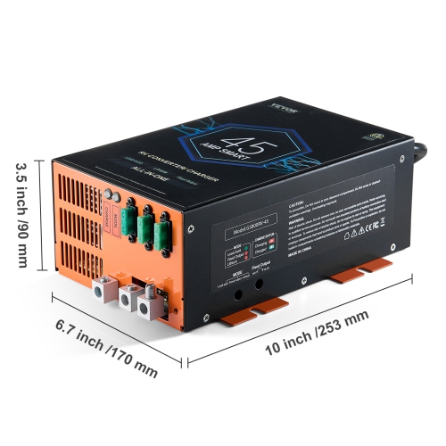 Convertisseur de VR VEVOR 45 A, chargeur de batterie CA à CC 12&nbsp;V 110&nbsp;V pour VR avec plage de recharge à 4 niveaux 13&nbsp;V à 16,5&nbsp;V