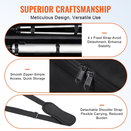 VEVOR 40.7" Telescope Case, Telescope Bag with Fixed Buckles, Multi-Pocket & Detachable Divider, Shock-Absorbent Telescope Case for Optical Tube &