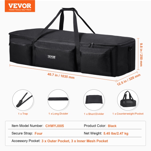 VEVOR 40.7" Telescope Case, Telescope Bag with Fixed Buckles, Multi-Pocket & Detachable Divider, Shock-Absorbent Telescope Case for Optical Tube &
