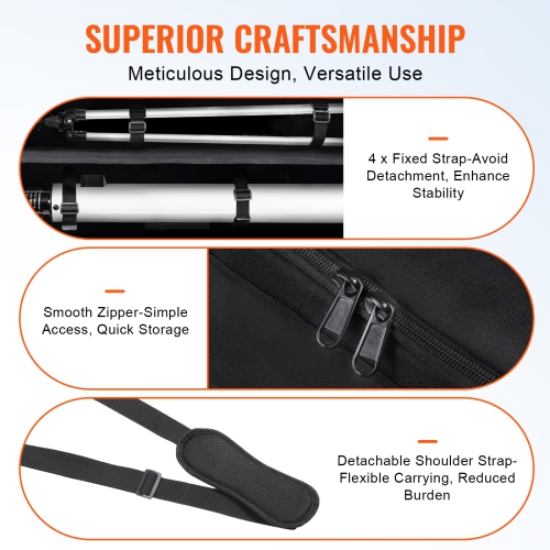 VEVOR 30.3" Telescope Case, Telescope Bag with Fixed Buckles, Multi-Pocket & Detachable Divider, Shock-Absorbent Telescope Bag for Optical Tube &