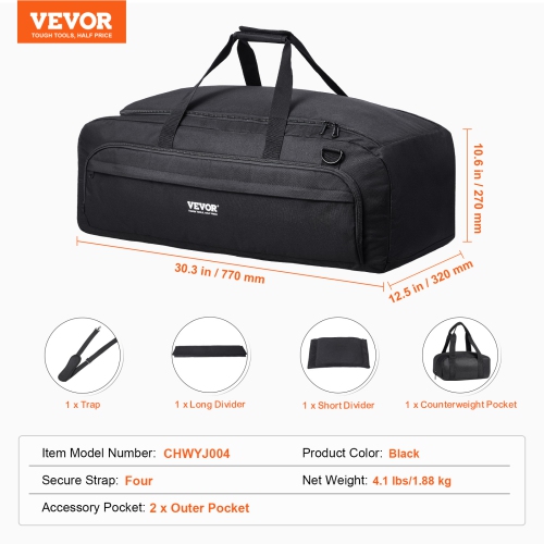 VEVOR 30.3" Telescope Case, Telescope Bag with Fixed Buckles, Multi-Pocket & Detachable Divider, Shock-Absorbent Telescope Bag for Optical Tube &