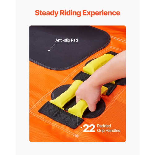 VEVOR 1-3 Riders Towable Tube for Boating, Inflatable Boat Tubes and Towables, 510lbs Towable Tube, with Full Nylon Cover, 16 Grab Handles, Dual Tow