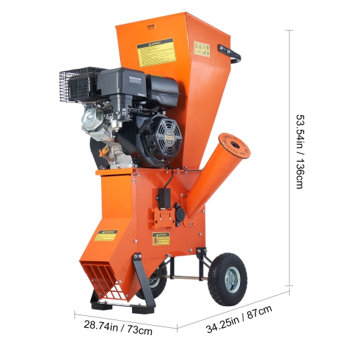 Déchiqueteuse à bois VEVOR 8,6KW, moteur à essence robuste de 12&nbsp;HP, moteur 420&nbsp;cc de 2&nbsp;po de diamètre maximum, coupe rapide du bois