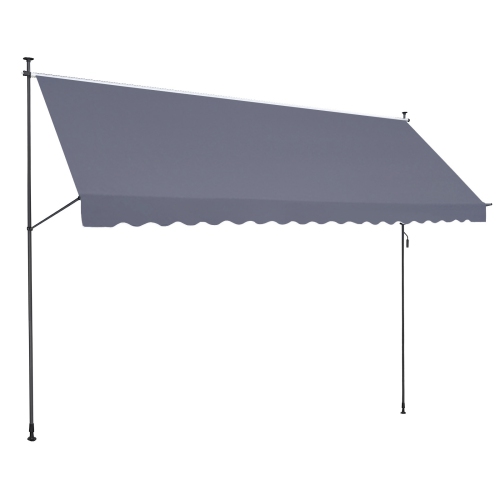 VEVOR 178x47" Patio Awning Retractable, Awning Sunshade Shelter with Manual Crank Handle, Patio Canopy Sunsetter Deck, Adjustable Height 86-22in, for